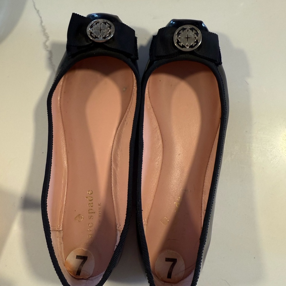 Kate Spade Black Flats with Gem Accent